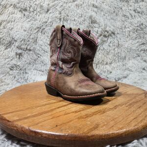 Dan Post Tryke Youth Infant Toddler Girls Size 8T Brown Leather Cowboy Boots